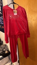 NWT Juicy Couture SzL Coco Red Y2K Pull Over Jogger Velour Tracksuit