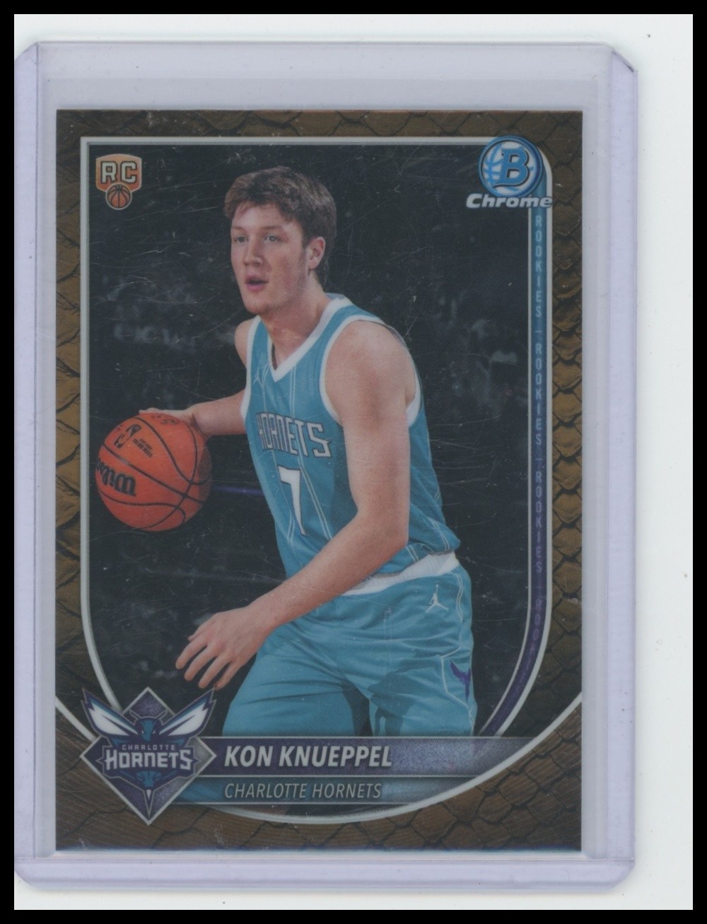 2025-26 Bowman Chrome Kon Knueppel Reptilian Refractor #BCV-4 Charlotte Hornets