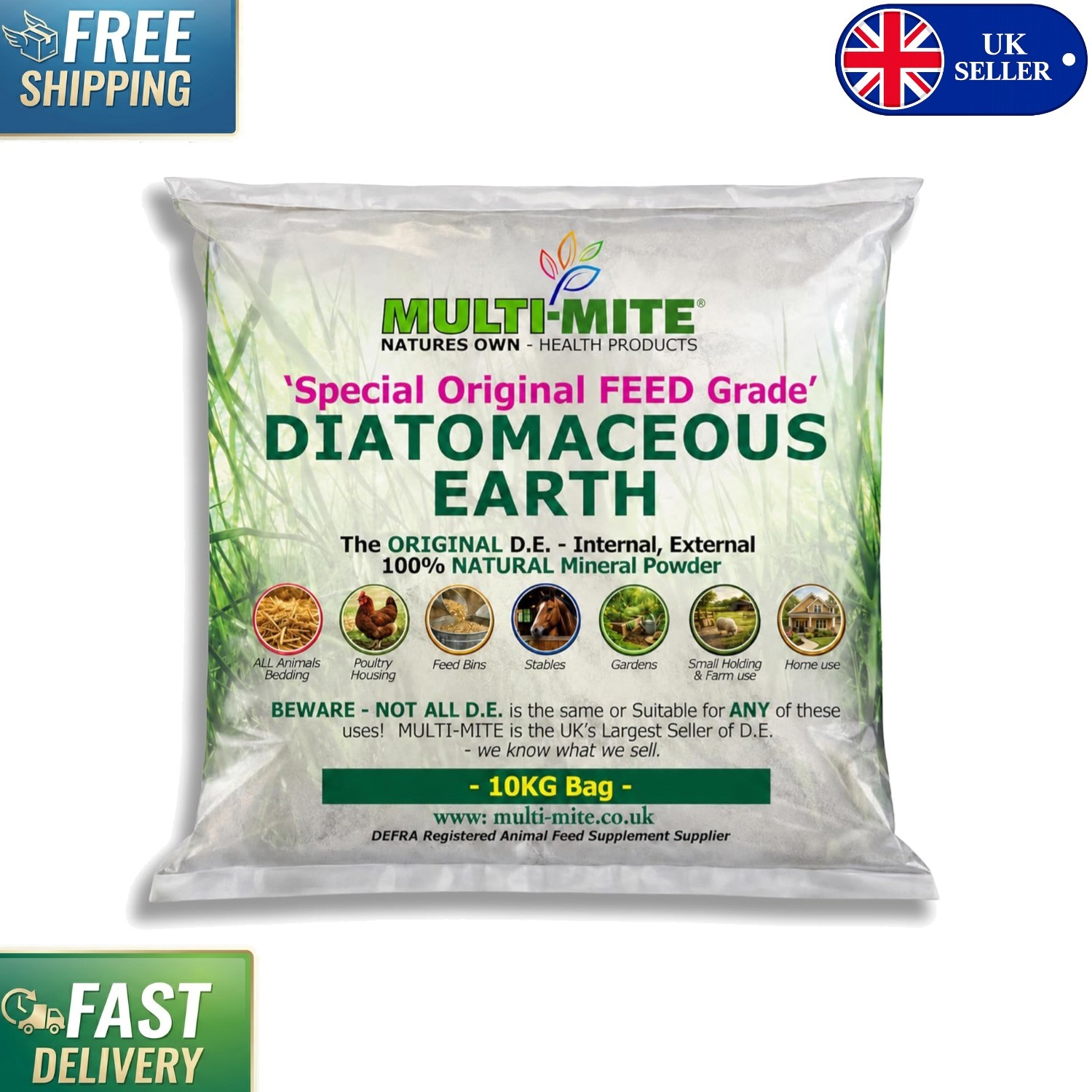 10KG DEFRA Registered Diatomaceous Earth - Absorbent & Multi-Purpose for Animals