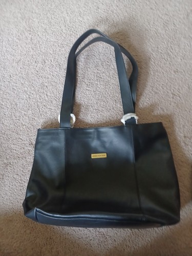 Jones New York Black Shoulder Handbag Purse Gold Hardware Tote Bucket Bag