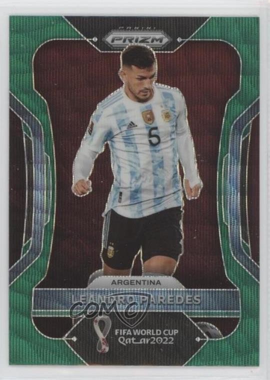 2022 Panini Prizm World Cup Qatar Green Wave Prizm Leandro Paredes #6 9bp