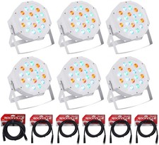  6 Rockville RockPAR50 WHT LED RGB Par Can DJ/Club DMX Wash Lights Cables