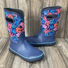Bogs Rain Boots Girls Size 6 Floral Pansies Waterproof Kids Pull On 72531-409