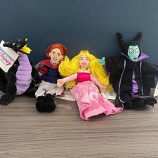 Vintage Disney Store Sleeping Beauty Bean Bag Plush Set NWT