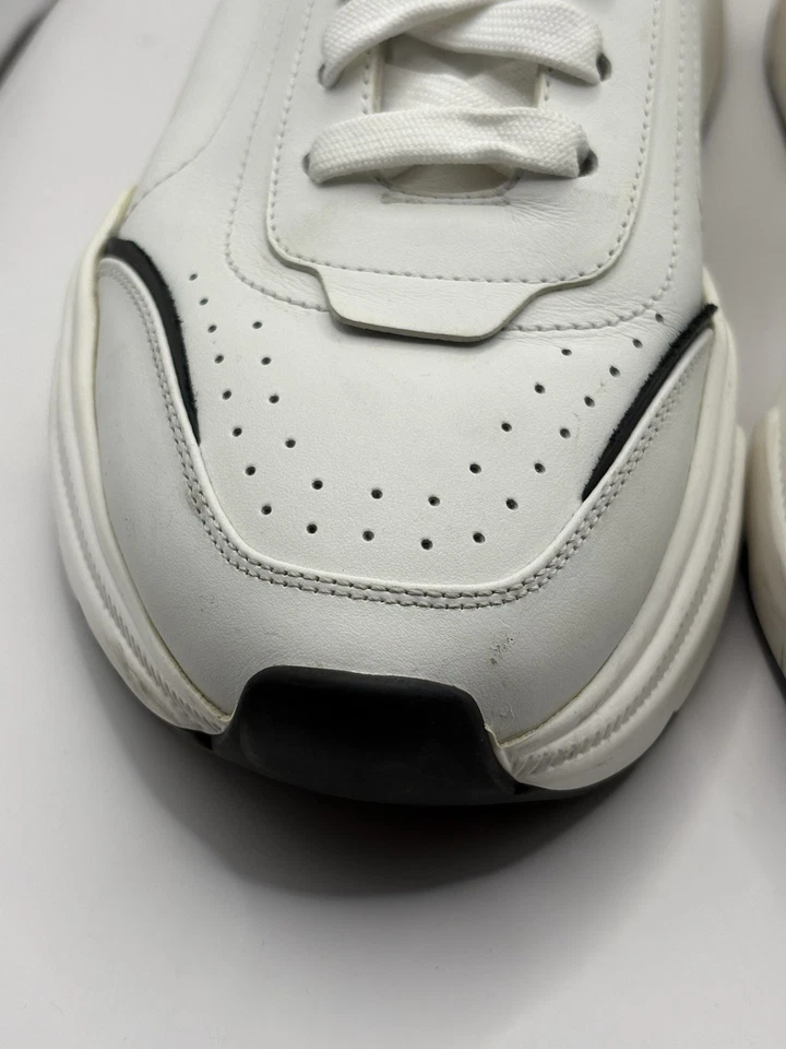 尺码 10UK (11 US)- Dolce Gabbana 男式皮革运动鞋白色黑色无盒 — 第 3/4 张图片