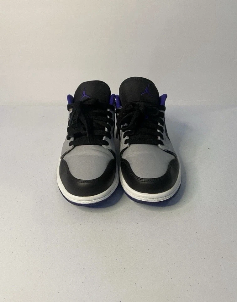 Nike Air Jordan 1 Low Negro Concord Wolf Gris Para Hombres 8 Gris/negro/púrpura Excelente Con Foto 2 de 4