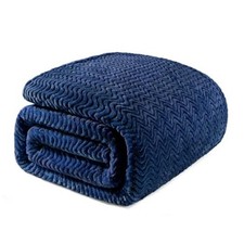 Twin Blanket for Bed, Cozy Lightweight Fleece Twin  90x66 IN  Navy Blue