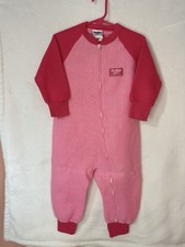 Vintage Oshkosh B  Gosh Color Block Pink Fleece One Piece Sleeper 3T Open Feet