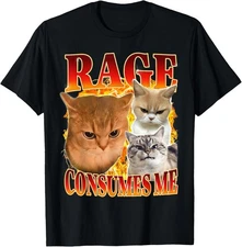 Rage Consumes Me Silly Cat Funny Meme Humor Saying T-Shirt Gift for Dad, Mom, Da