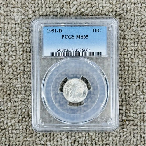 1951 D Roosevelt Silver Uncirculated Dime PCGS MS65