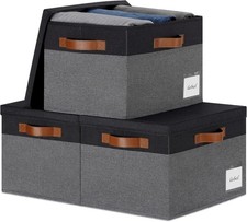 Large Storage Bins with Lids, Foldable Fabric Storage Baskets with Lids, Stur...