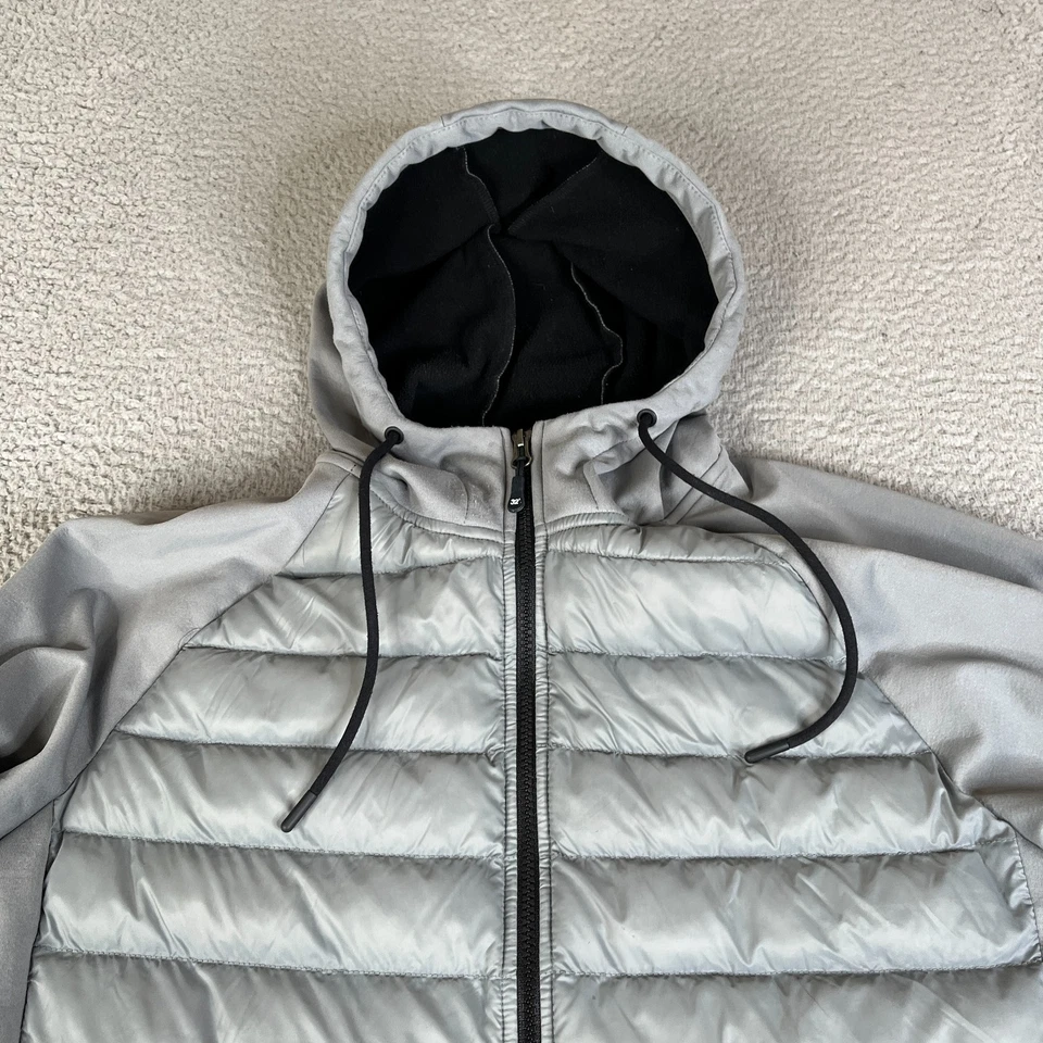 32 Degrees Heat Hoodie Puffer Jacket Mens Medium Gray Full Zip Mock Neck Nylon - Image 3 of 4