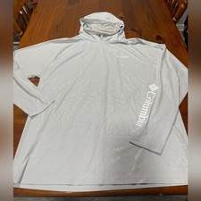 Columbia Mens Grey White Terminal Deflector Zero Hoodie Omni-shade PFG Upf 50 XL