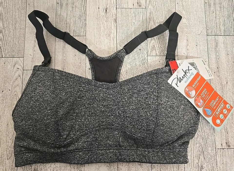 Sutiã de Enfermagem Playtex XS Racerback Sutiã Esportivo Cinza Urze e Branco Lote de 2 NOVO - Imagem 2 de 4