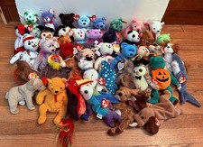 Lot of 43 TY Beanie Baby Plush Stuffed Animal Bear Dog Cat Halloween NWT