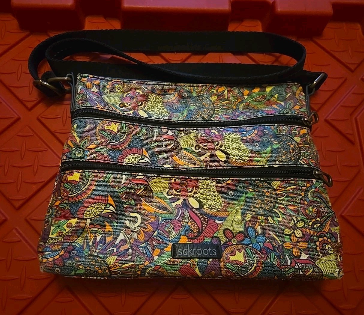 Sakroots Teal Enchanted Forest Basic Crossbody Ba… - image 1