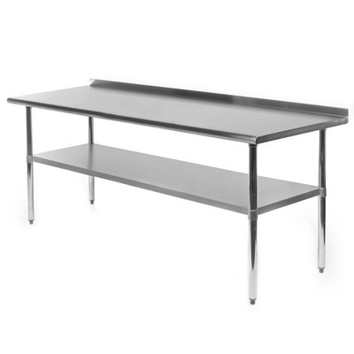 Commercial Stainless Steel Kitchen Prep Work Table with Backsplash - 30'' x 72''