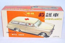 China MF-732 FORD FAIRLANE 1965 AMBULANCE  SIREN Car Tin Friction MIB 65 RARE 