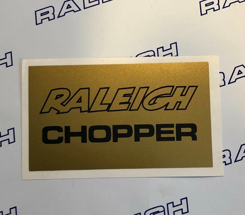 RALEIGH CHOPPER MK2 SEAT DECAL IN GLOSS GOLD WITH BLACK TEXT - Image 1 of 1