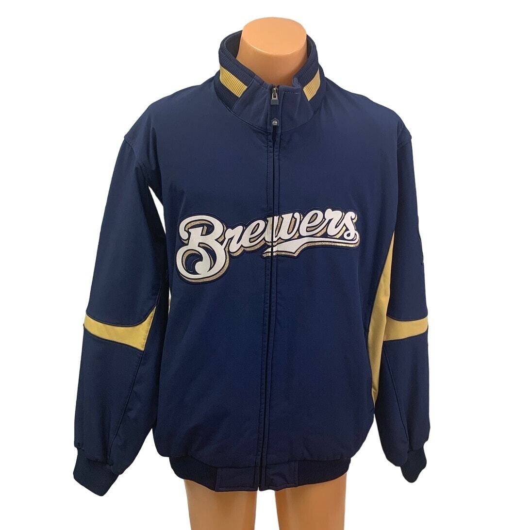 Majestic Mens 2XL Milwaukee Baseball Brewers Full Zip Therma Majestic Mens 2XL Milwaukee Baseball Brewers Full Zip Therma
