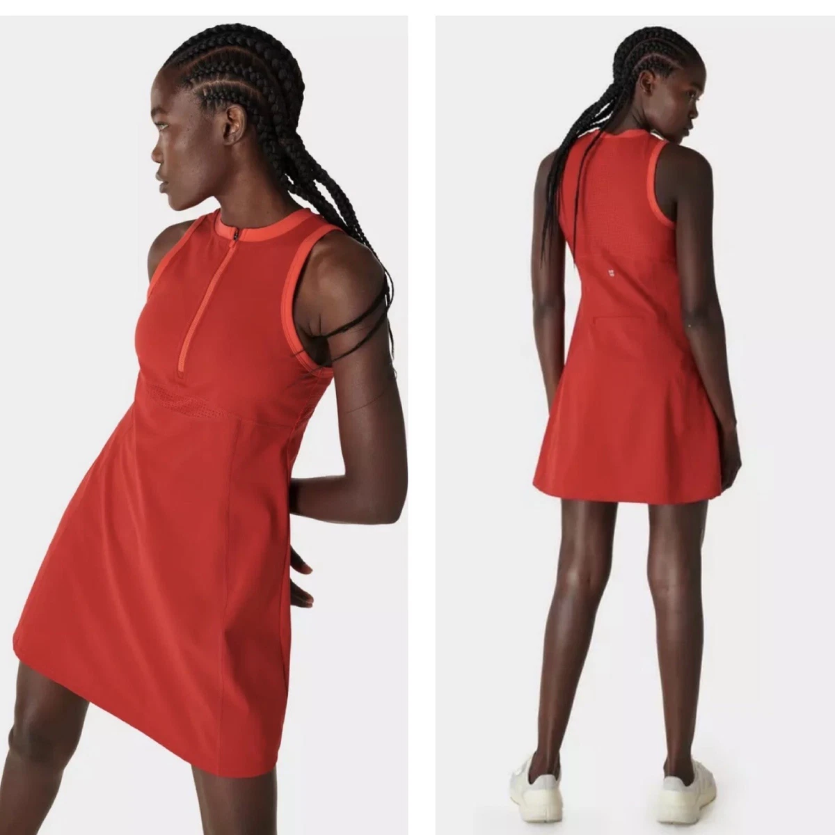 Sweaty Betty Power Half Zip Workout Dress Red US 14 BROKEN ZIPPER, MISSING PADS