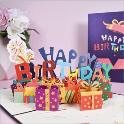 Happy Birthday  3D Pop Up Greeting Card Birthday Gifts Friend Family KIDS MOTHER