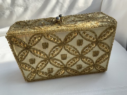Vintage Richere by Walborg Gold Beaded Sequined Purse Evening Bag Japan - Picture 4 of 11