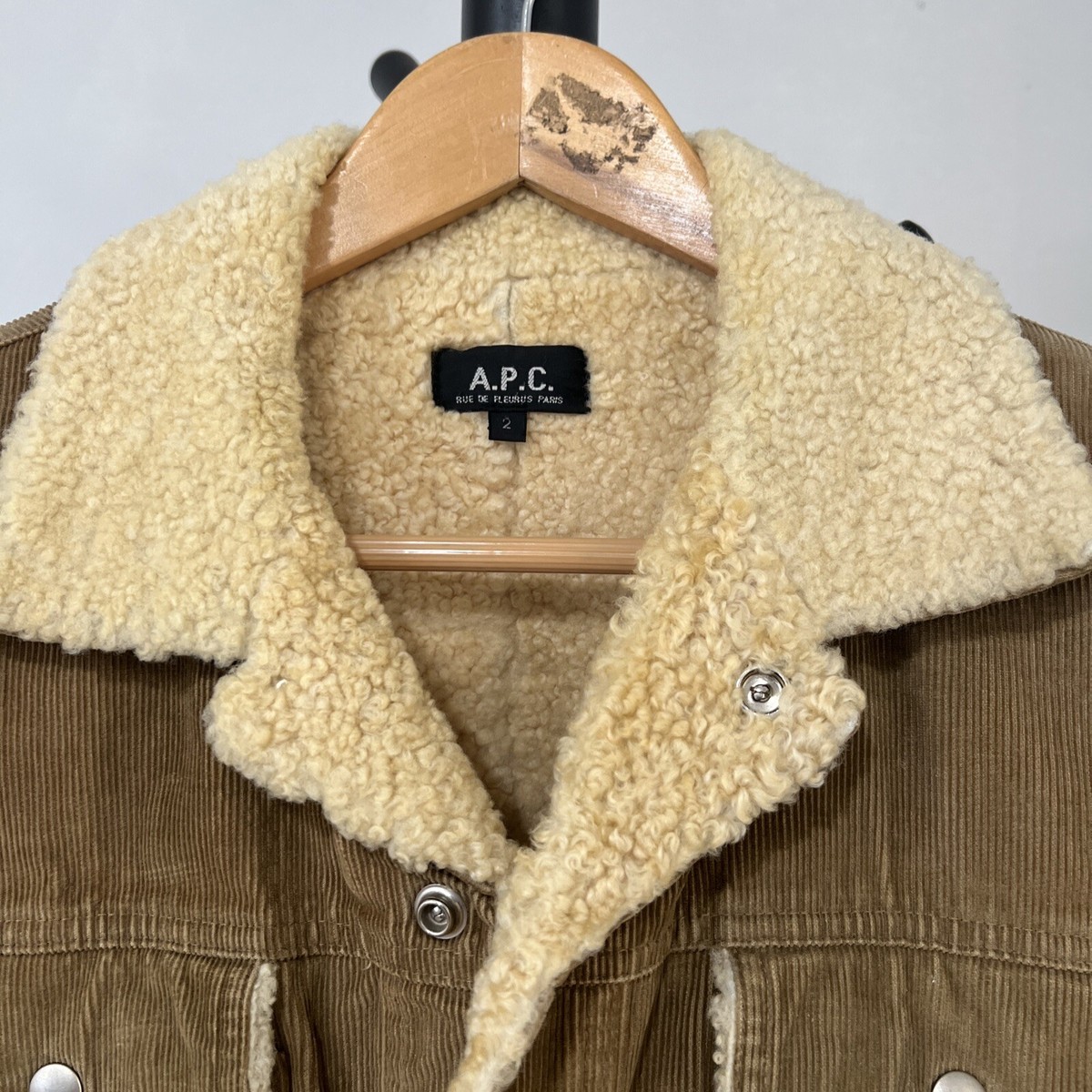 VINTAGE APC TRUCKER CORDUROY SHERPA JACKET ? Wool , Made In 