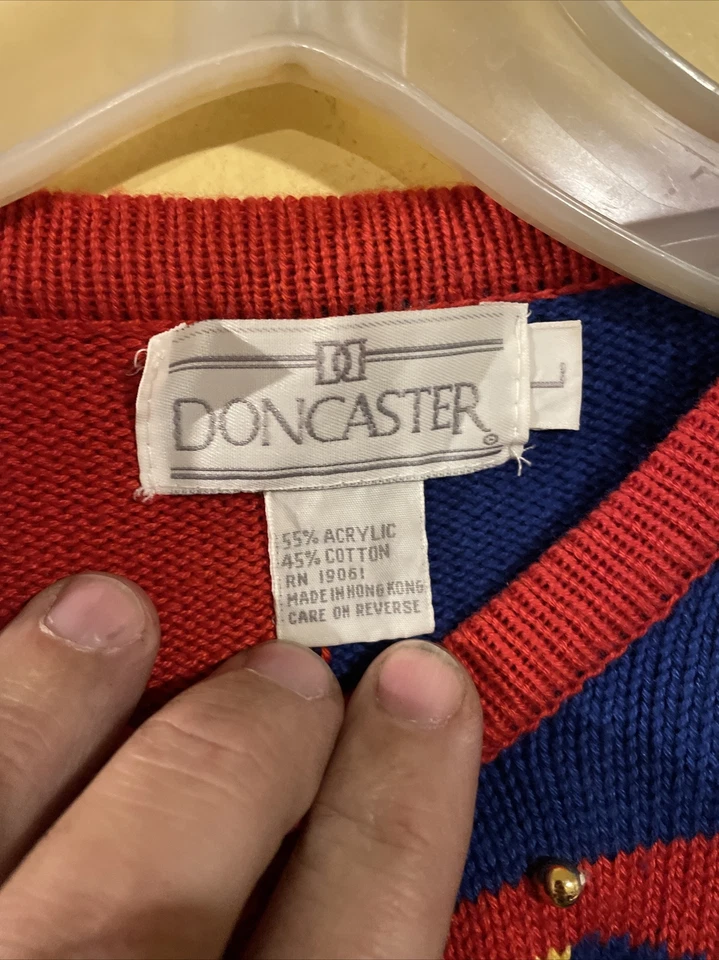 Vintage Y2K Womens Knitted Cardigan Sailing Boat Sweater Vest Sz L Doncaster - Image 3 of 4