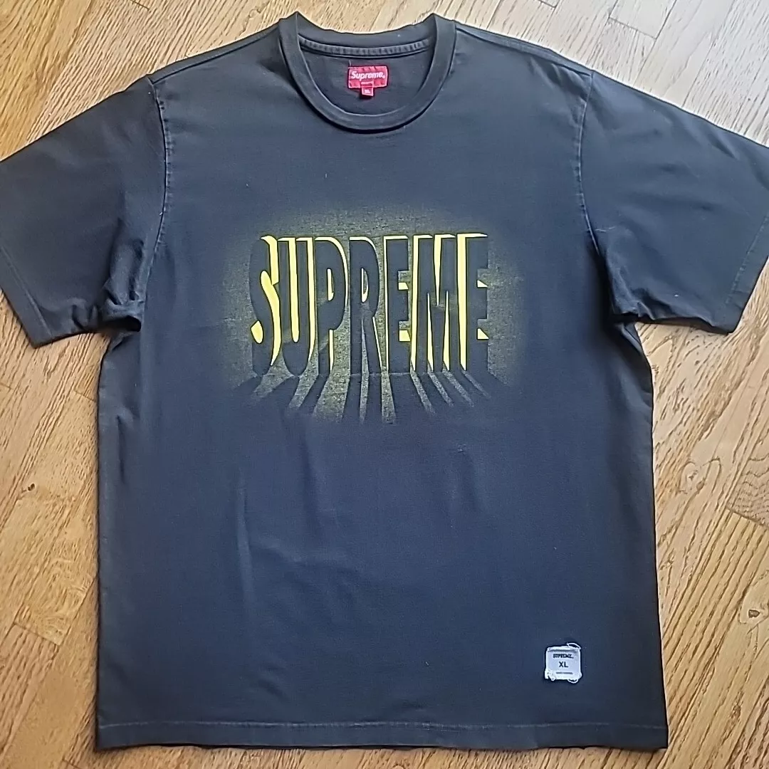 T shirt SUPREME homme grand noir clair SS TOP manches courtes rétroéclairé logo FW18 XL
