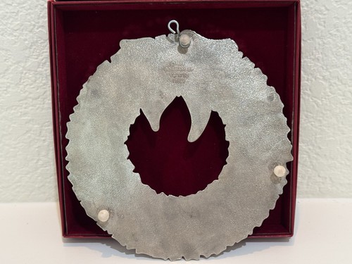 Vintage 1982 Gorham EP YC1710 Silver Christmas Wreath Ornament Italy with Box - Picture 5 of 6
