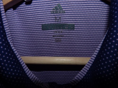 adidas women's M sleeveless purple polka dot collared athletic top EUC 4 buttons - Picture 2 of 3