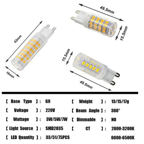 G9 ALTA CALIDAD LED 3W,5W,7W Cápsula Luz 220V Reemplazo de Bombillas Ahorro de Energía Reino Unido - Imagen 15 de 54