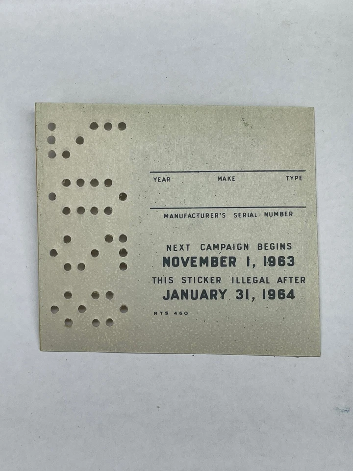 1963 Adesivo de Inspeção Pensilvânia Pa VTG NÃO EMITIDO Carro de Passageiros -Dodge - Imagem 2 de 2