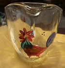 Vintage Hand Painted Glass Creamer With Rooster Anchor Hocking Fire King