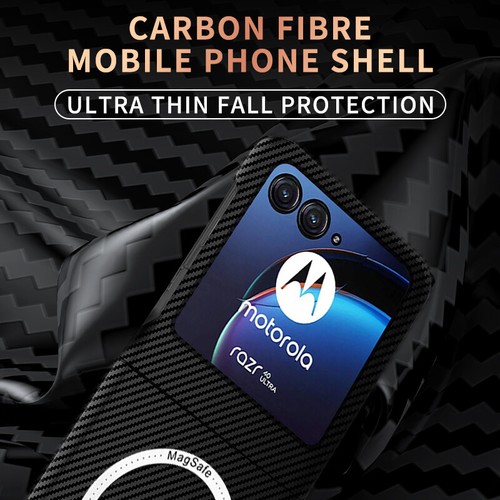 For Motorola Razr/Razr+ 2024 Luxury Carbon Fibre Texture Case Mag Safe Cover - Picture 4 of 18