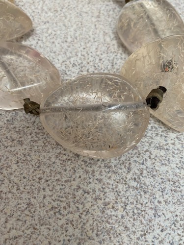 "Collar vintage tipo guijarro acrílico y cuero bisutería 18""" - Imagen 8 de 8