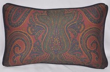 Pillow made w Ralph Lauren Greycliff Paisley Burgundy Navy  Green Fabric 15x10
