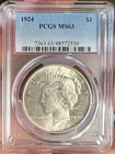 1924 P PCGS MS63 Peace Dollar Coin. Stunning Uncirculated 90% Silver $1! 🪙🔥