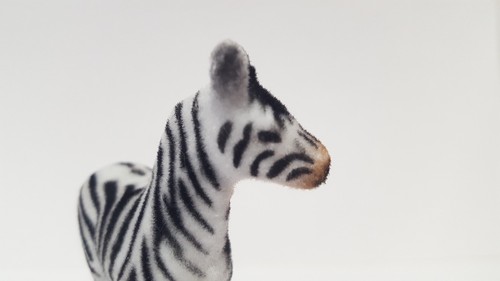 Vintage Flocked Zebra Plastic Figure Fuzzy Black White Stripes Horse Zoo Safari - Picture 6 of 15