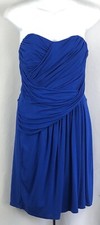 Vintage Strapless Sweetheart Draped Shealth Dress L Blue Ruched Y2K Glam Punk