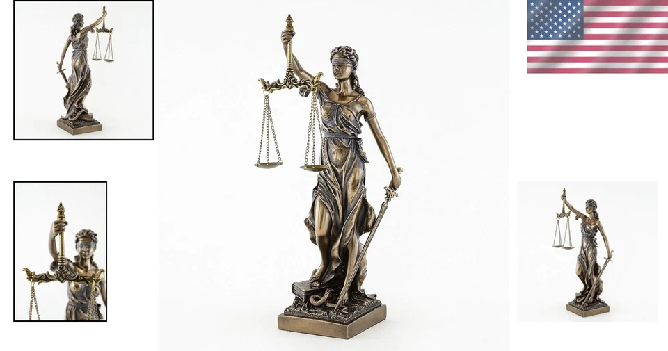 Art Deco Lady Justice 12.5 Inch Statue - Exquisite Gift for Legal Enthusiasts - Image 2 of 4