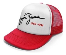AYRTON SENNA 1960-1994 - F1 - Red White TRUCKER HAT - Curved Visor - NEW