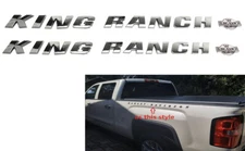 2x King Ranch Emblems Side Fender Letter Sticker Badge 3D Logo for Tunck Chrome