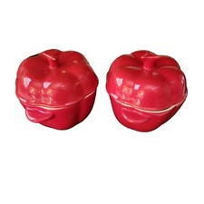 BakerWare World Market Ceramic Red Bell Pepper Pot Dutch Oven Set of 2