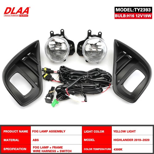 2Pcs Front Fog Lights Assembly w/ Clear Lens Grills Bumper For Toyota HIGHLANDER - Picture 2 of 6