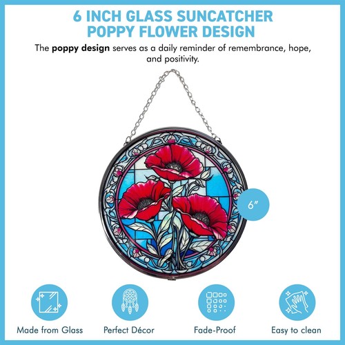 Atrapasol con diseño de amapola de 6 pulgadas - Decoración de ventana vibrante - Imagen 4 de 7