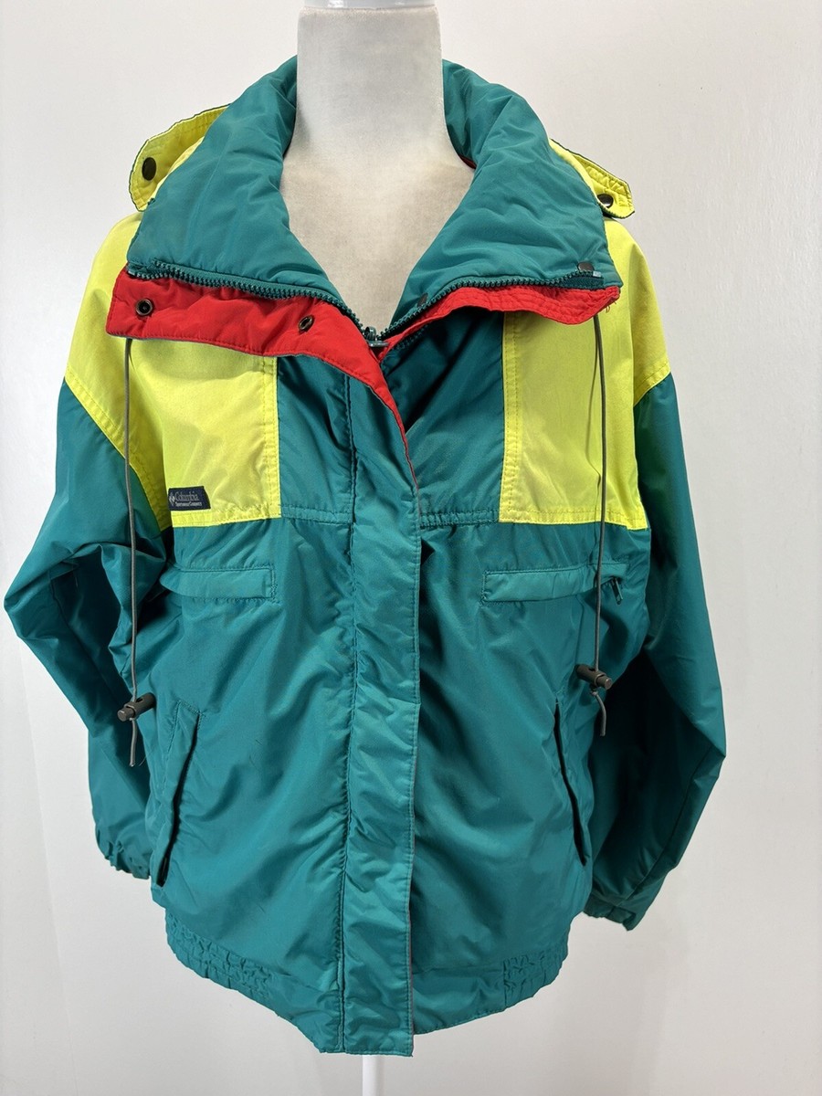 Vtg Columbia Vamoose Ski Jacket Sz Medium Women's Teal Neon Green