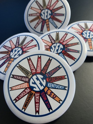 SEC 2.25" Conference Button College Football Southeastern Pinwheel Pin LSU Tiger - Picture 5 of 11
