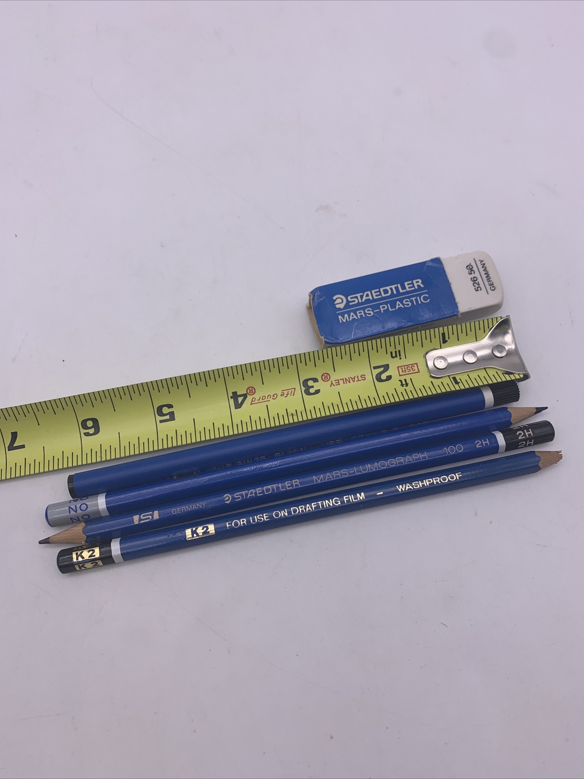 Staedtler Mars Lot Pencils Eraser K2  2H NO 200 Germany Vintage 